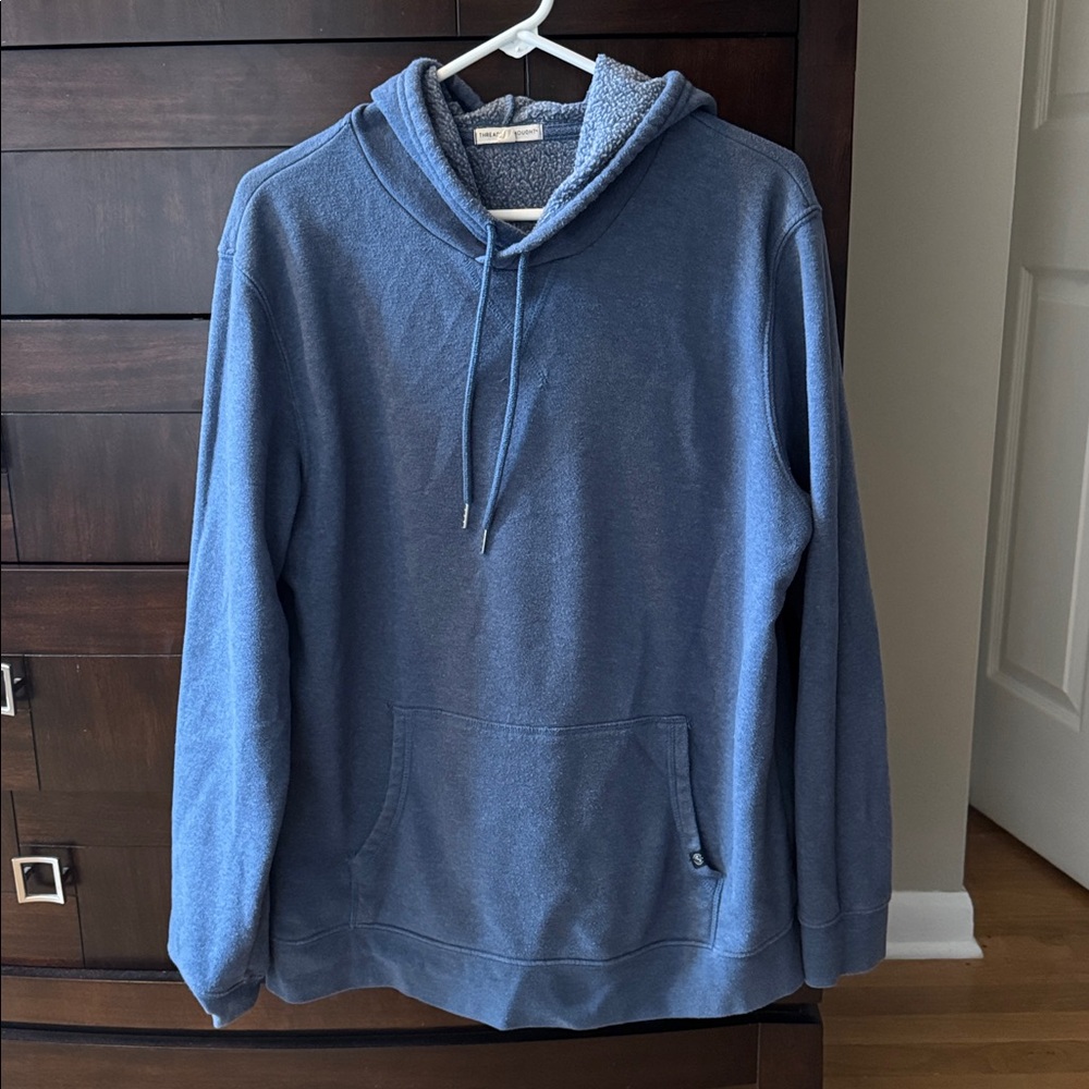 Threads 4 Thought NWT Men's L Blue Drawstring Kangaroo Pocket Hoodie Sweatshirt